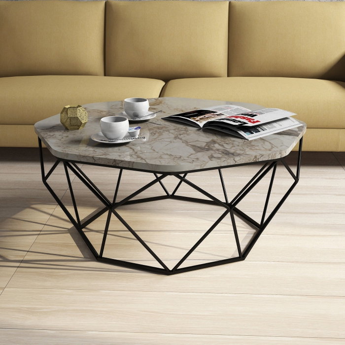 Hanah Home Mesa de centro Diamond - White Marble Hanah Home Mesa de centro Diamond - White Marble